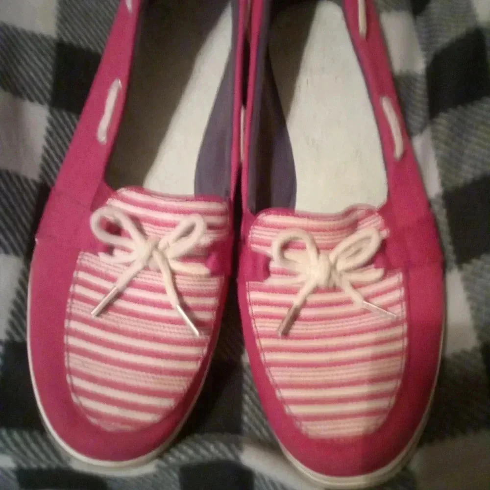 Red Striped Boat Shoes